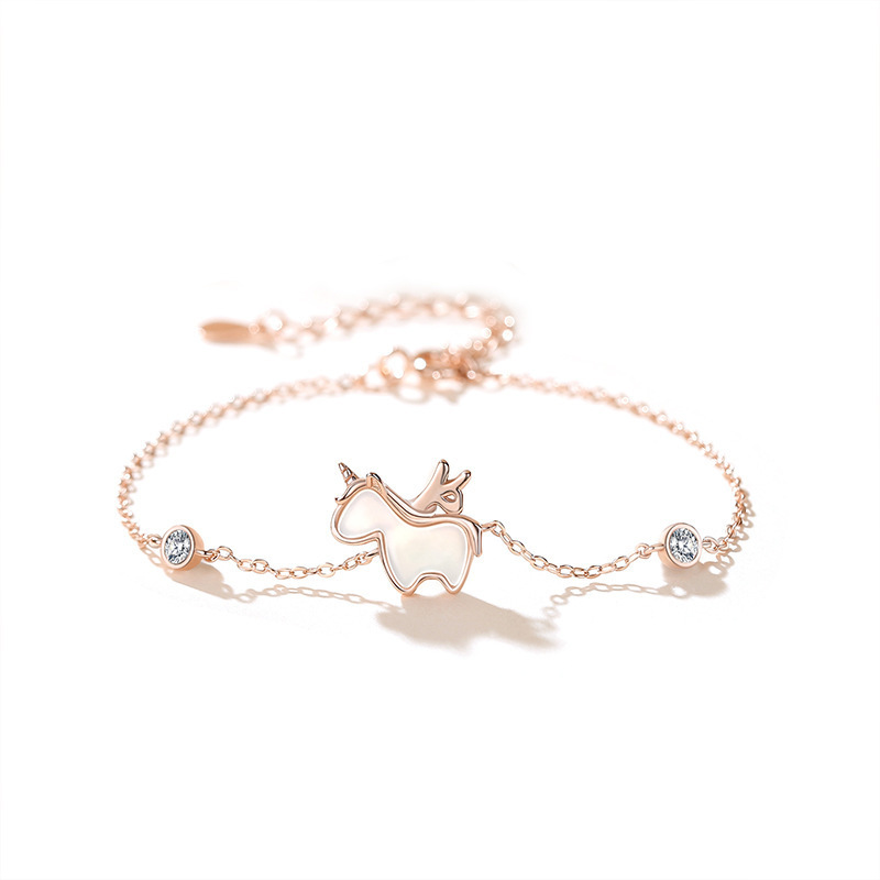 Fantasy unicorn bracelet for women in summer fashion cute girl heart jewelry fresh sweet white fritillary bracelet