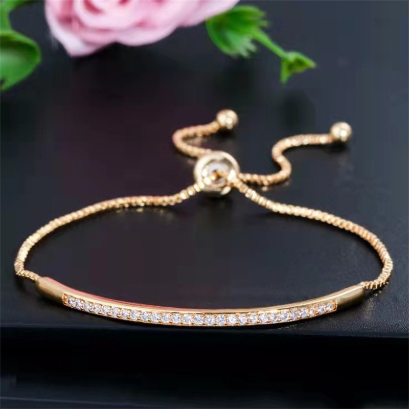 Creative exquisite hand jewelry micro-set zircon diamond-set single-row curved bracelet adjustable