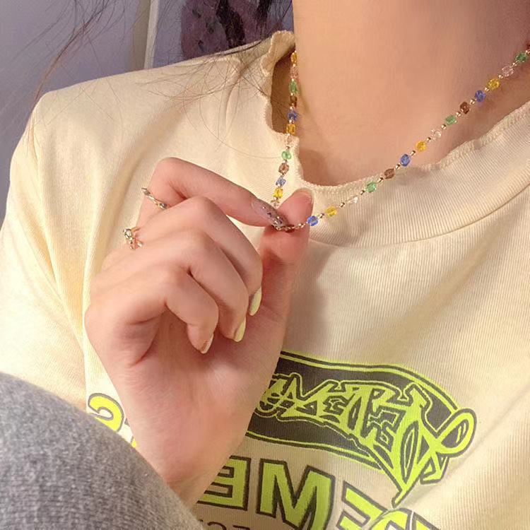 Early spring spring color necklace for women niche design sense collarbone chain choker accessories necklace
