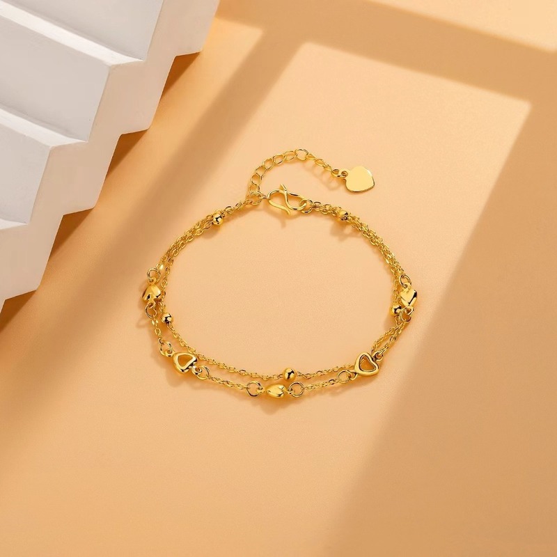 Love Double-layer Transport Bead New Bracelet for Women with Niche Design High-end Fashion Temperament Versatile Simple Hand Dressing Women