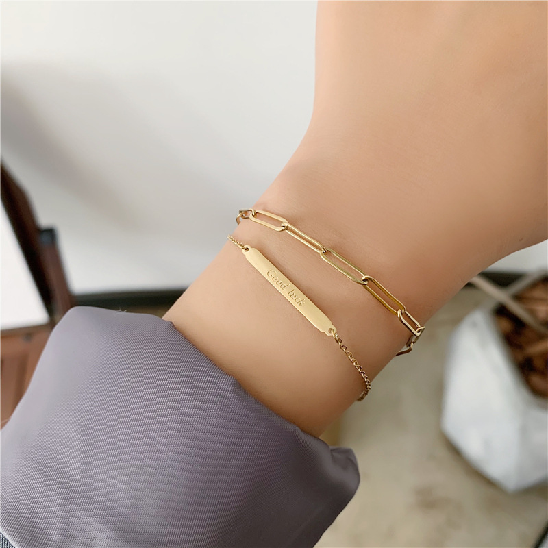 Square brand goodluck good luck chain fashion European and American double-layer bracelet