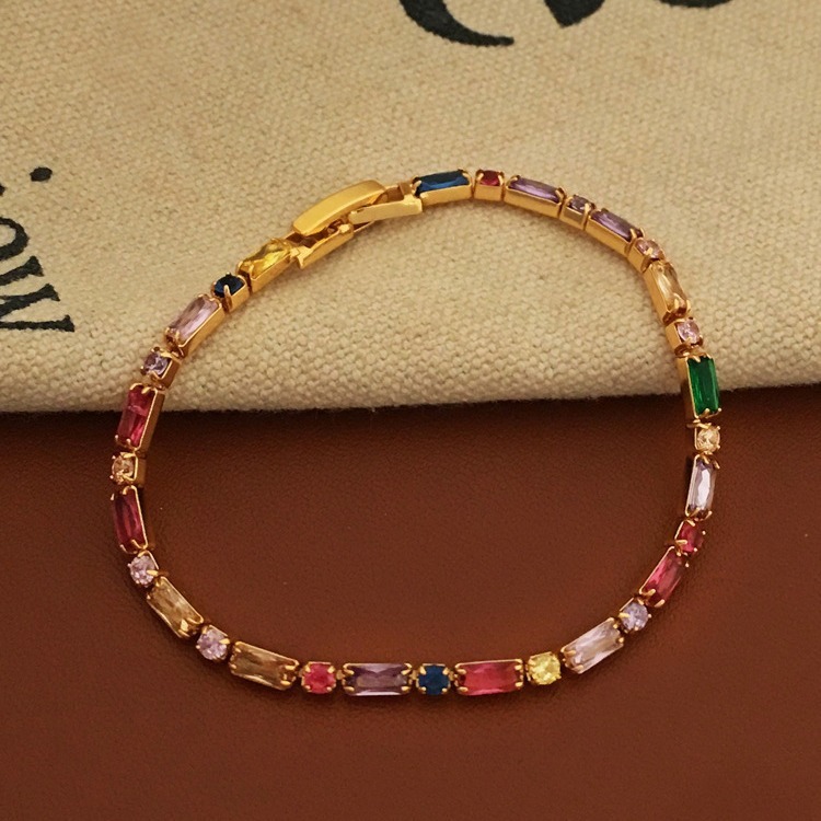 Colorful irregular contrasting zircon bracelet for women retro trendy design bracelet ins style fashion