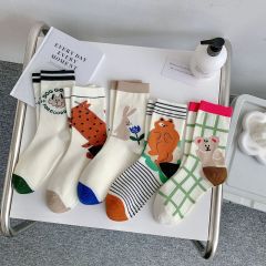 Spring and summer new mid-tube socks for women graffiti cartoon ins breathable trendy women's socks