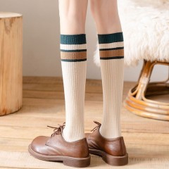 Cat socks for women in autumn and winter, thickened and warm cashmere over the knee medium-length socks for women, double needles and half tube high socks for women, Japanese