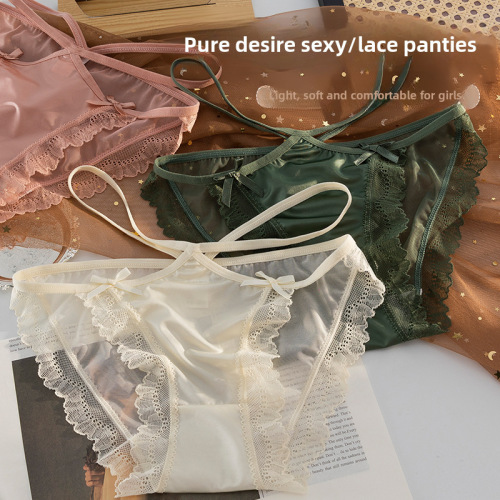 Underwear for women lace sexy mid-waist Japanese girl thin breathable lace underwear for women