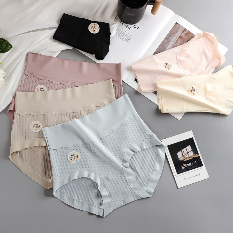 Women's new high-waist pure cotton large-size underwear, belly lifting and breathable ladies' briefs