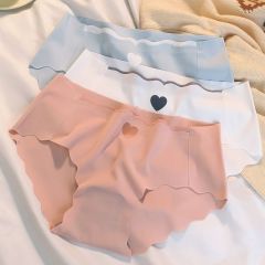 Ice silk underwear student girl Japanese pure cotton crotch without marks mid waist breathable underwear spring and summer quick-dry briefs