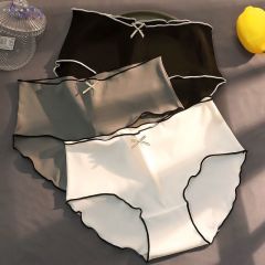 Ice silk underwear for women, cold style, girl, middle waist, Japanese antibacterial student sexy summer ultra-thin briefs