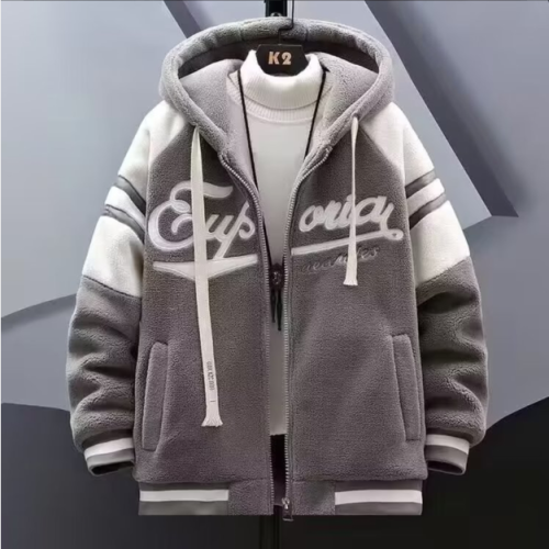 Lamb down down jacket men's winter thickened warm trendy brand new hooded casual jacket men's pellet fleece jacket