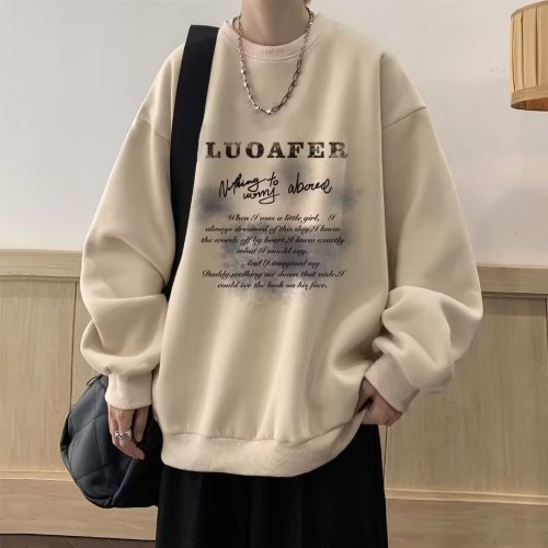 Internet celebrity fashion brand printed letter sweatshirt men's autumn and winter round neck long-sleeved T-shirt men's decorative base shirt
