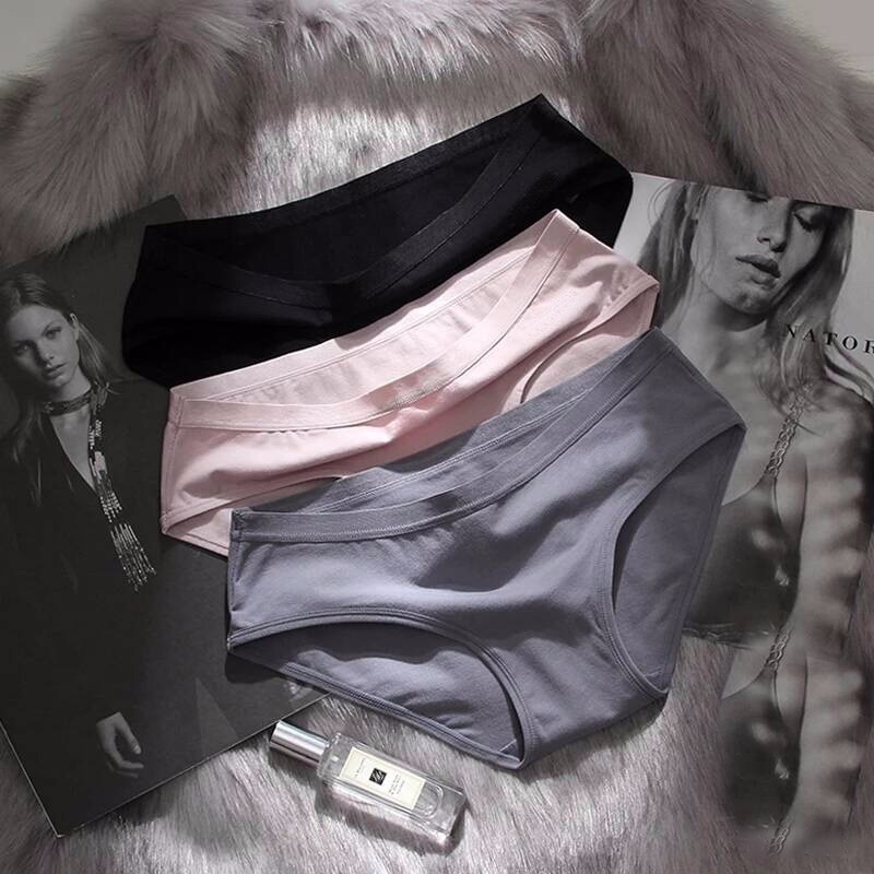 Low-waisted underwear for women pure cotton breathable women's underwear Japanese simple solid color traceless girl briefs