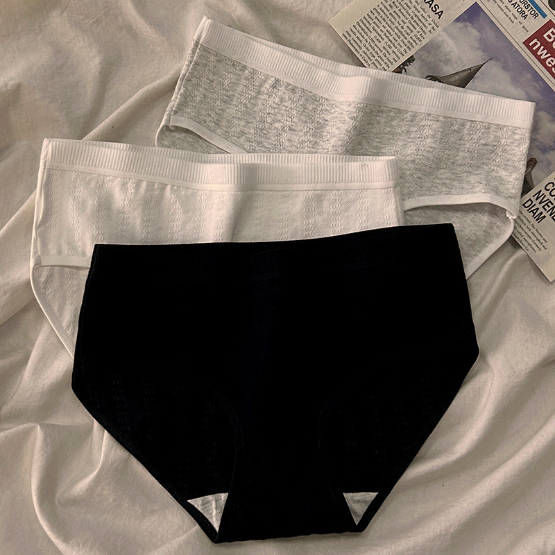 Pure cotton underwear for women students Japanese mid-waist simple breathable girl large size briefs