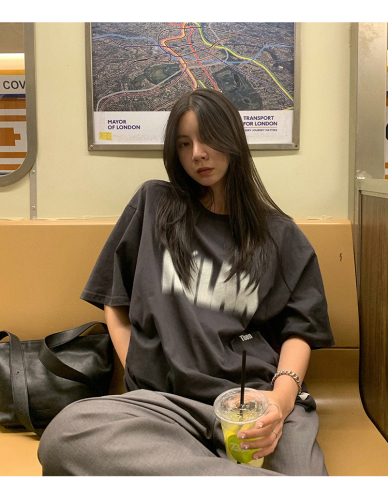 Letter printed short-sleeved T-shirt for women's summer thin Korean style loose casual half-sleeved T-shirt top