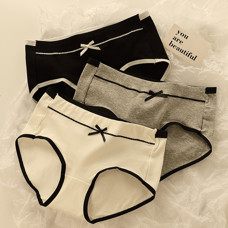 Women's pure cotton breathable cotton crotch mid waist belly Japanese student ladies briefs