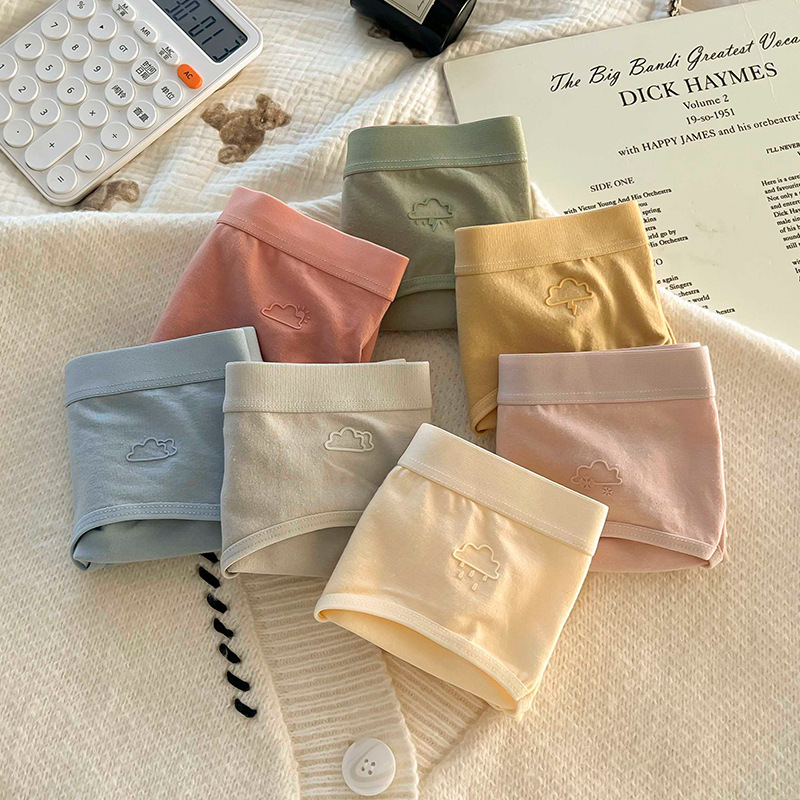 Macaron simple underwear for women breathable weather pure cotton bottom crotch soft high elastic comfortable mid-waist women briefs