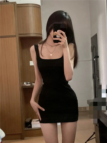suspender dress for women's new spring and summer black vest skirt hot girl waistband short skirt