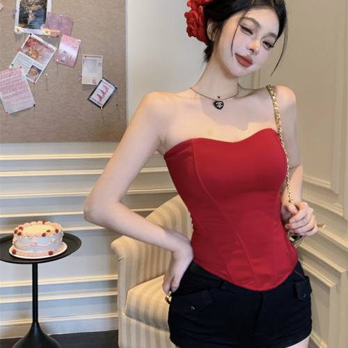Bottomed fish bone bra and suspender vest for women in summer wear hot girl sleeveless top Korean