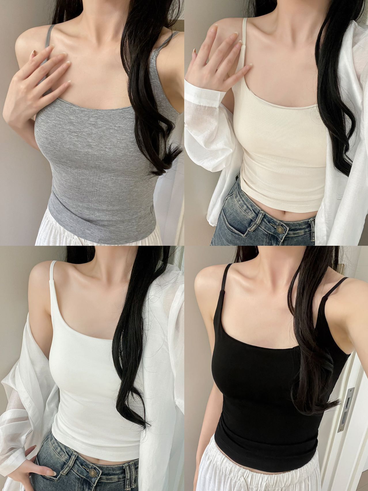 Summer new style for women with breast pads and beautiful back bras, integrated style, white top