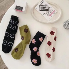 New summer small flower socks for women Korean style Chinese stockings ins trendy sweet flowers versatile couple street stockings