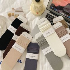 Coffee-colored milk tea straight pole stick solid color pile socks