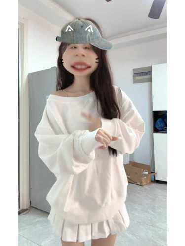 Streamlined cotton pull-up 250g sweatshirt, oblique collar sweatshirt, women's thin long sleeves