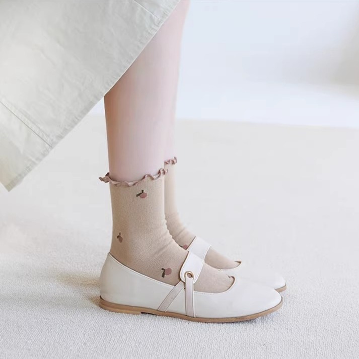 Loose summer thin style pure cotton sweat-absorbent socks for women