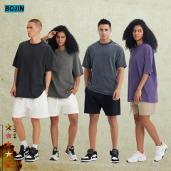 2025 summer new pure cotton 280g heavy-duty wash round neck T-shirt old versatile casual European size short-sleeved base shirt