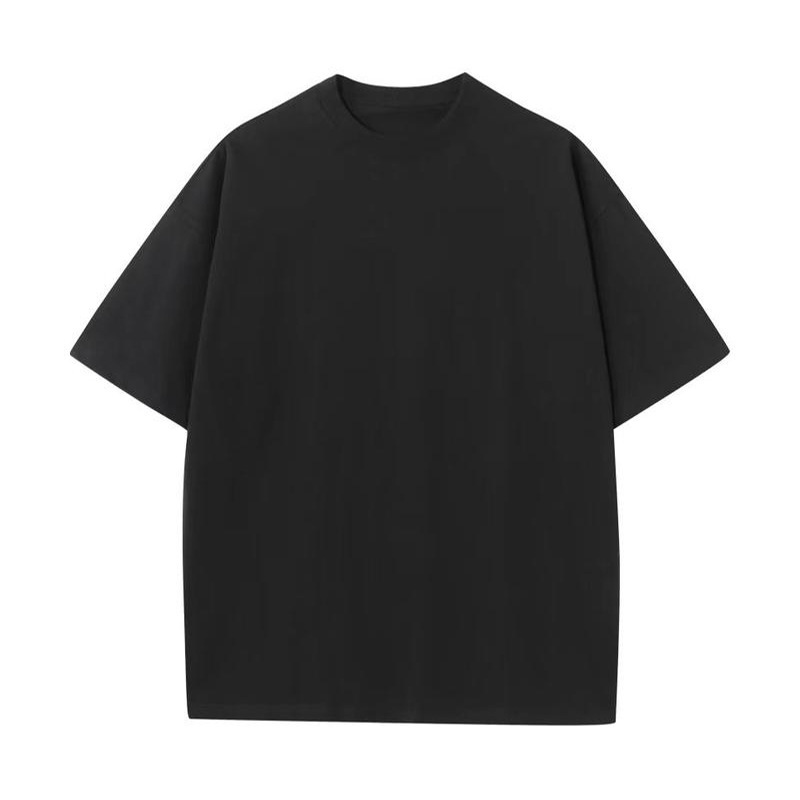 300g pure cotton double yarn short-sleeved shoulder-falling heavy thick mineral short-sleeved T-shirt heavy thick large plate T-shirt