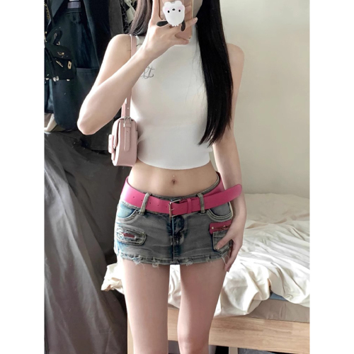 American high street low waist denim shorts for women in summer new y2k hot girls stretch slim fit slim hip skirt pants