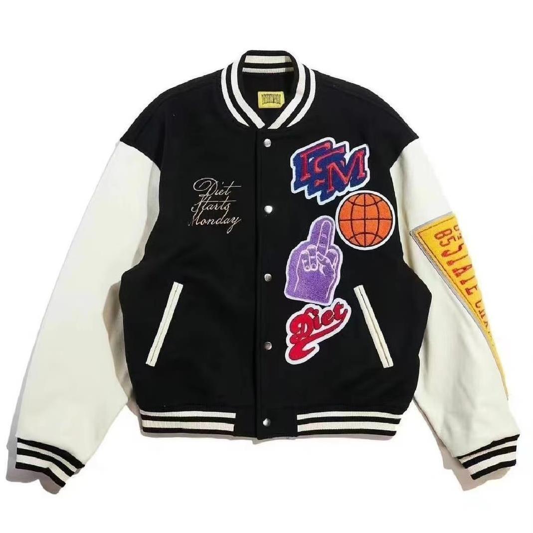 Autumn and winter round neck Curry same vibe style jacket for men's high-quality Warriors jersey baseball uniform loose NBA basketball