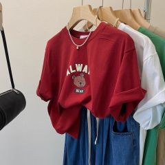 Dopamine fashion brand pure cotton shoulder short-sleeved T-shirt men's and women's tops summer