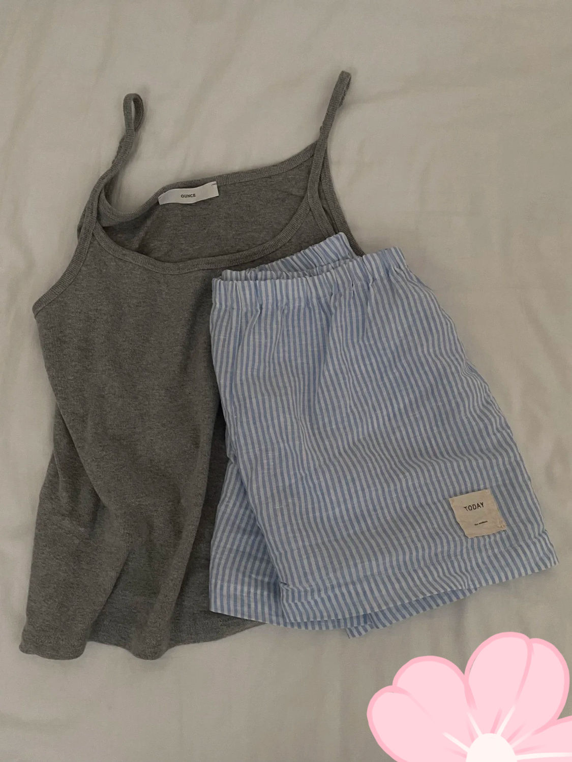 【4374 people collect】Dopamine new gray suspender vest for women in summer slim Harajuku style striped high waist shorts versatile two-piece set
