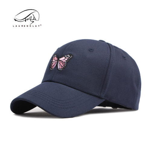 Simple butterfly embroidered hard top baseball hat for women's spring and summer travel sun protection sun hat versatile cute baseball hat