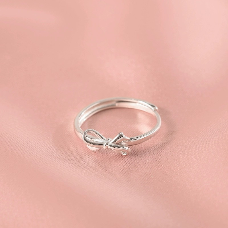 Bow ring niche temperament sweet design high-end daily versatile index finger ring light luxury open ring women