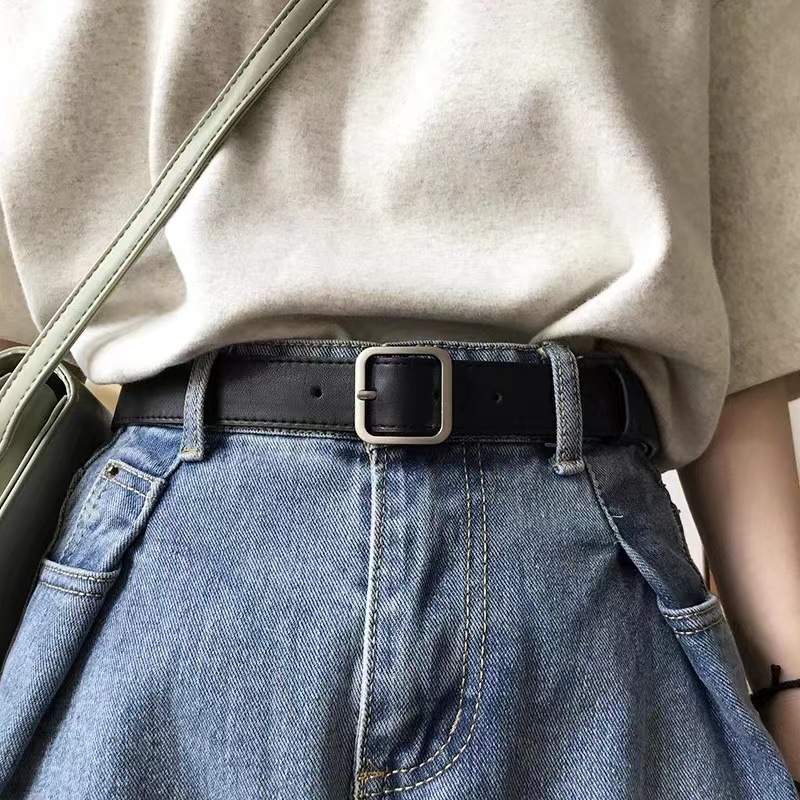 New style policy buckle retro belt 2.8 wide belt chic Korean jeans belt student versatile pu belt trendy