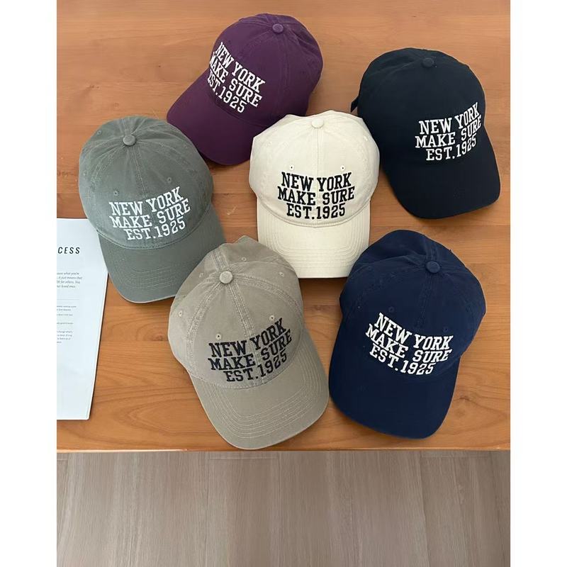 Korean version of spring and summer new product letter embroidered baseball cap retro washing trendy paired with baseball cap men's wide brim showing their faces