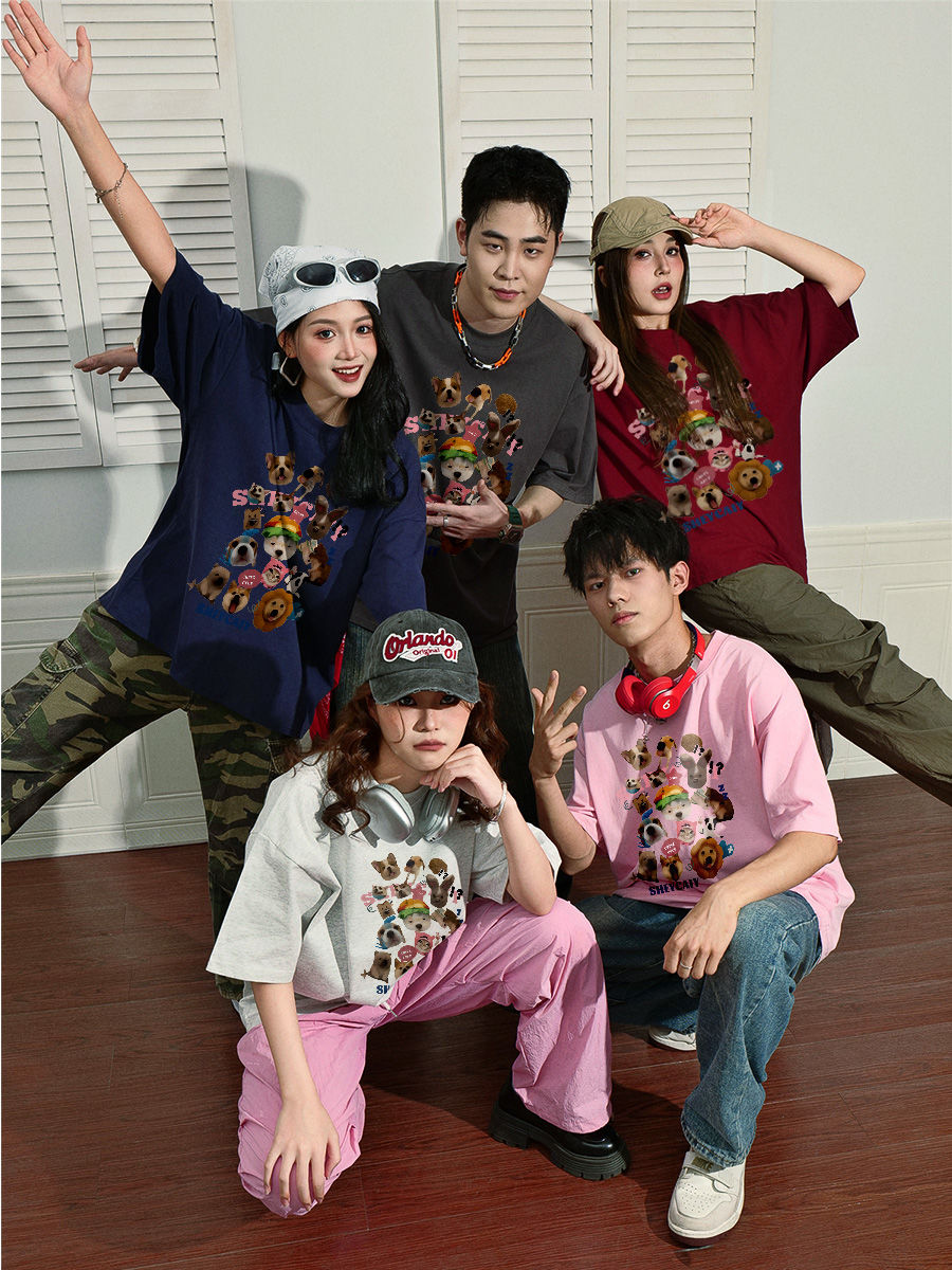 Korean version of pure cotton short-sleeved oversize loose versatile T-shirt niche men's summer ins slim and round trendy women