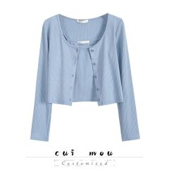 Outlets ~ Brand special offer suspender vest cardigan two-piece set for women's autumn hot girls long-sleeved short tops ins