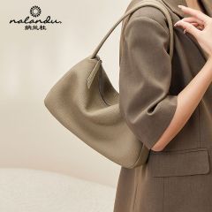 Nalandu bag new shoulder bag light luxury large capacity underarm bag genuine leather high-end commuter bag bag