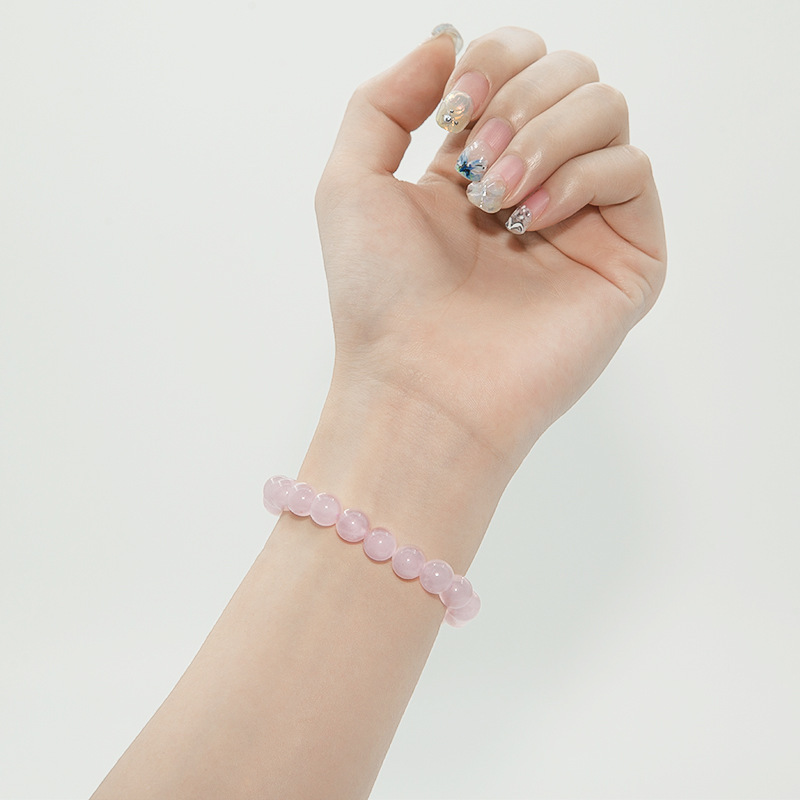 Natural Pink Crystal Bead Bracelet Bracelet 8 10mm Pink Crystal Bracelet Hand Dress for Women