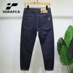 VERAF CA trendy ins handsome embroidered slim straight pants for autumn and winter men's high-end stretch Harem jeans