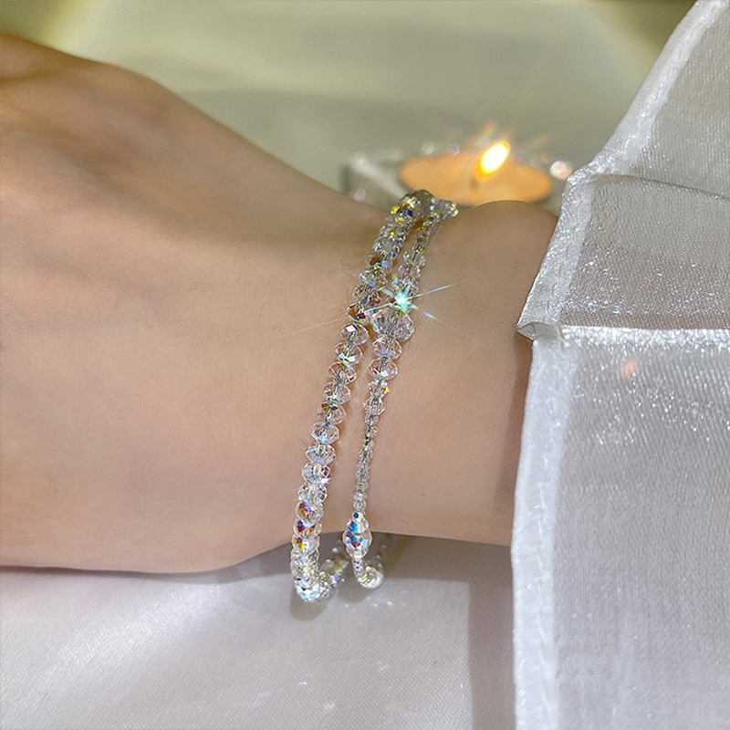 Personalized fashion fashion crystal geometric bracelet two-piece set ins temperament design bracelet internet celebrity hand decoration women