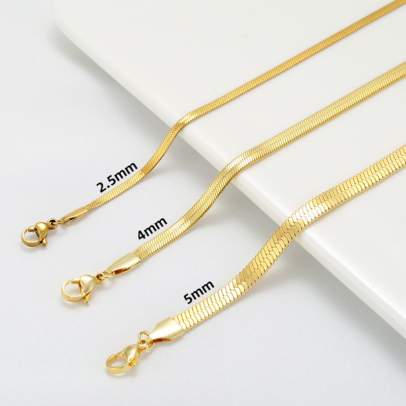 2.5/4/5mm blade chain stainless steel gold-plated color-protecting flat snake bone chain DIY jewelry necklace European and American cross-border