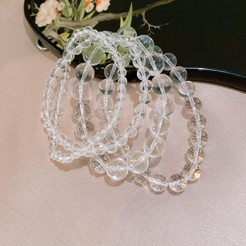 High-quality white crystal beaded bracelet light luxury high-end versatile bracelet simple and fashionable new hand jewelry