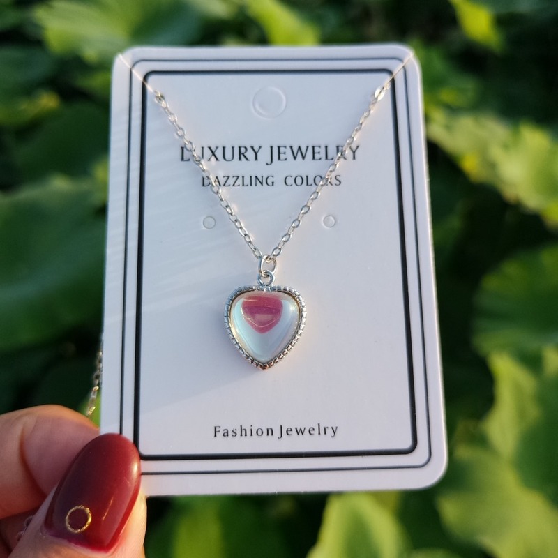 Moonstone Love Heart Necklace Women's Love Heart Pendant Necklace Small Fresh Internet Celebrity Short Collarbone Chain