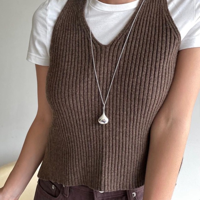 Silver water drop pendant long necklace Korean ins perfume bottle design medium length necklace sweater chain women