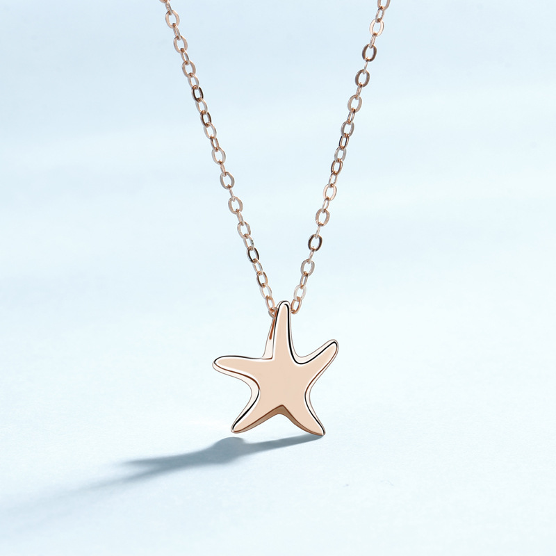 s925 sterling silver starfish necklace small fresh sweet summer hot sale jewelry niche design clavicle chain ins style