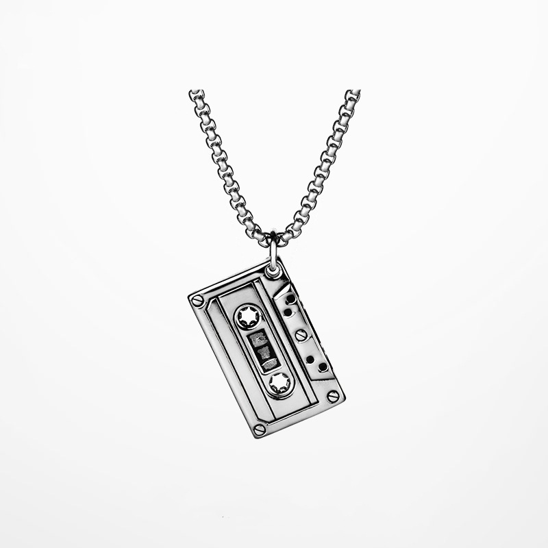 Chiba retro nostalgic retro men's trendy tape Thai silver necklace INS cold style couple hip-hop European and American long style