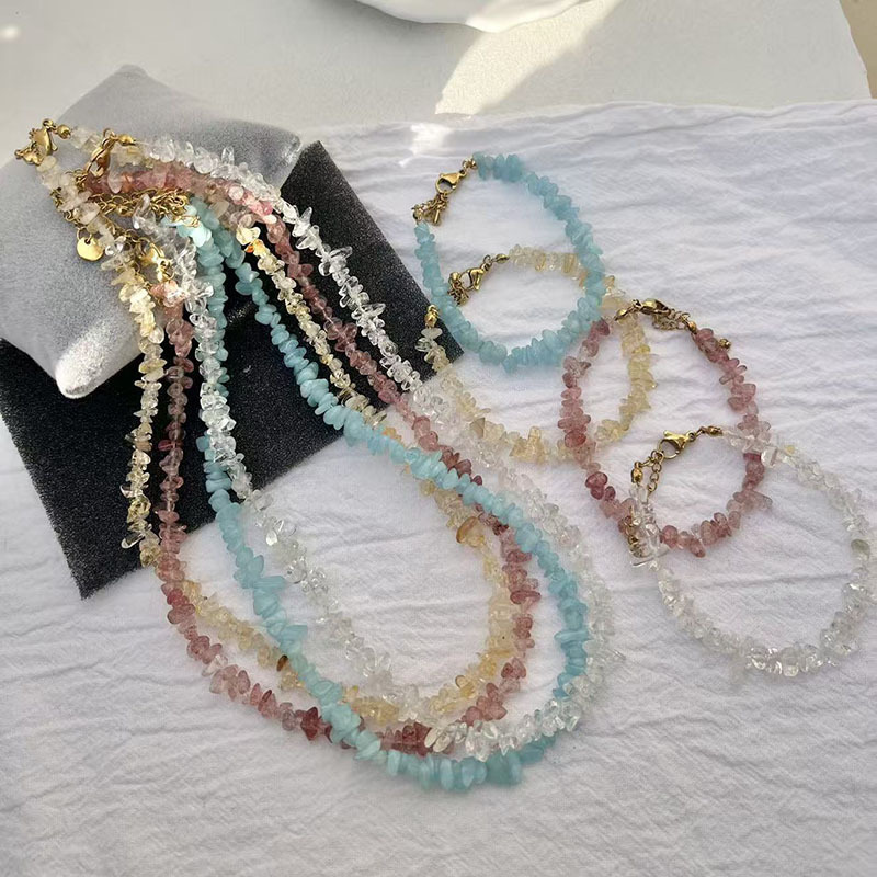 Genuine Brazilian natural citrine irregular necklace small fresh Japanese and Korean raw stones follow the shape of wealthy jewelry collarbone chain