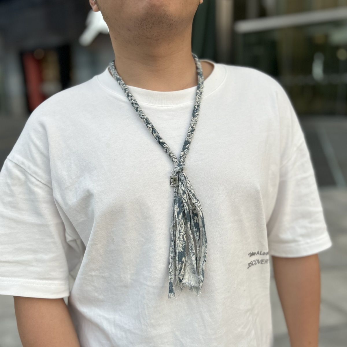 Japanese ancient cloth rope necklace vintage personalized medieval cotton linen fabric woven retro polo tie neck cloth hanger rope